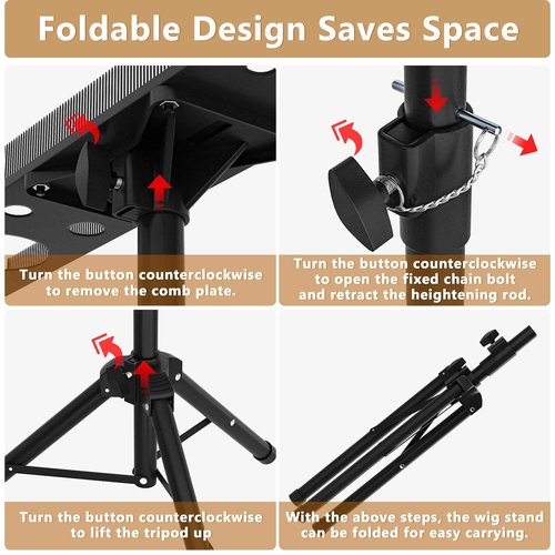 ikare Stainless Steel Braiding Rack - Height Adjustable Hair Extension Holder, Braiding Rack Stand Tripod, Foldable Hair Tray