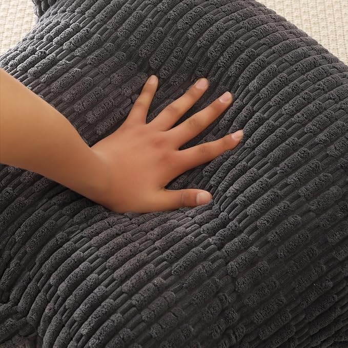 PAJEO Reading Pillow for Sitting in Bed, Large Backrest Reading Pillow with Arm Rest,Back-Rest Support Cushion for Sit Up on Couch, Sofa, and Floor, Dorm Essentials (Grey Corduroy, Standard(17"))