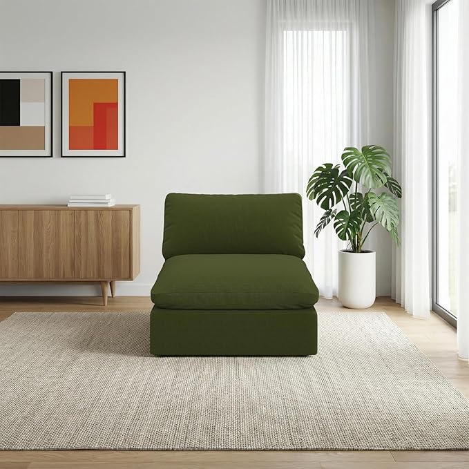Forest aesthetics Modular Sectional Sofa,Extra Comfty Deep-Seat-Filled Couch,Green Modern Couches for Living Room,Apartment,Office,Small Space