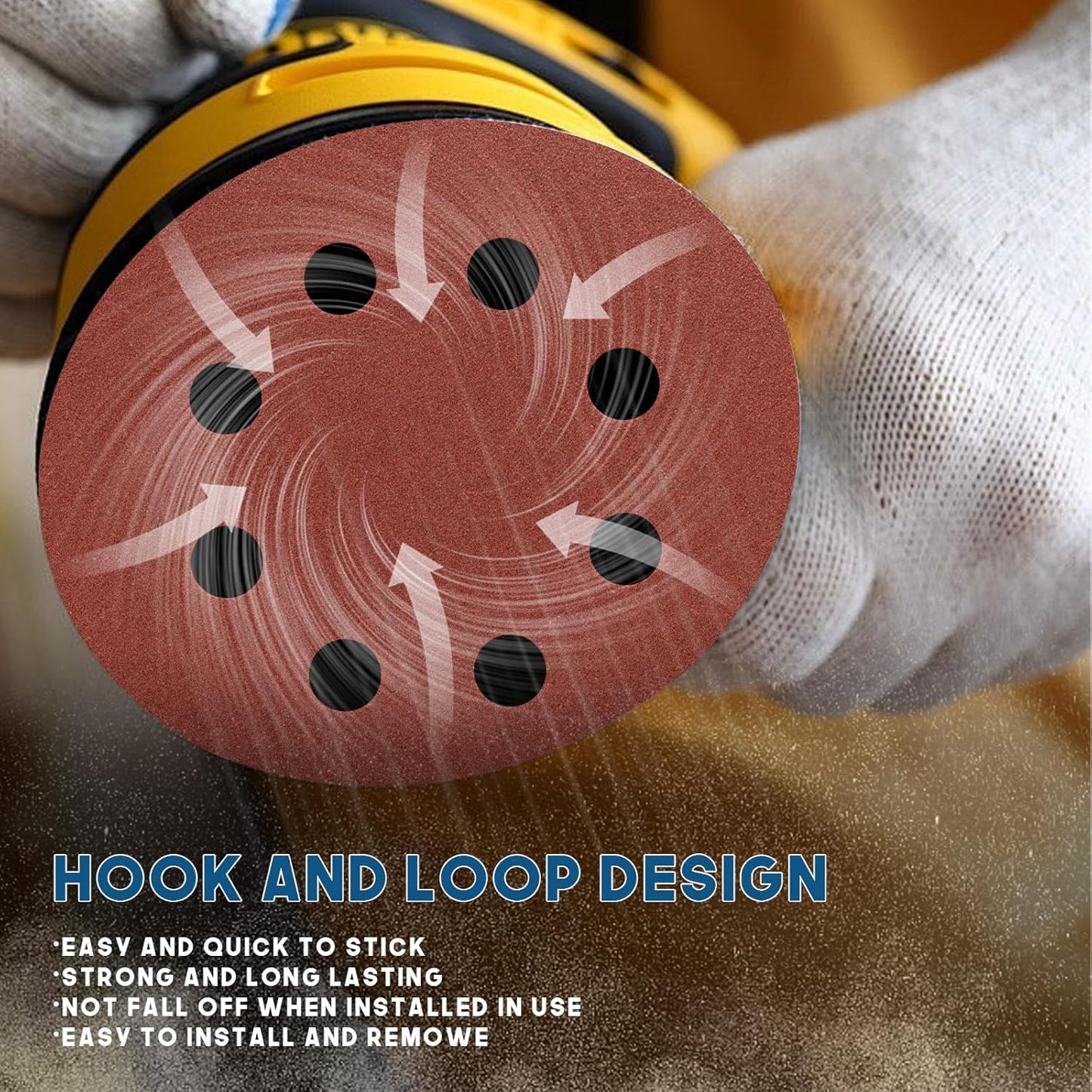 5 Inch 8 Hole Sanding Discs, 150 PCS 240 Grit Hook and Loop Sandpaper, Round Aluminum Oxide Sand Paper Discs for Random Orbital Sander