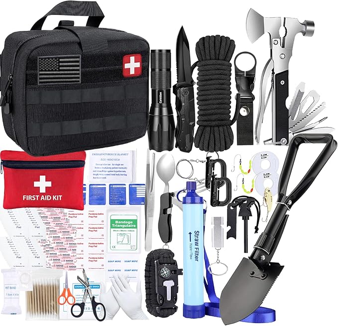 Carlebben Survival Kit Camping kit First Aid Kit Emergency Bugout Bag Gifts for Men Tactical Gear Accessories Molle Attach...