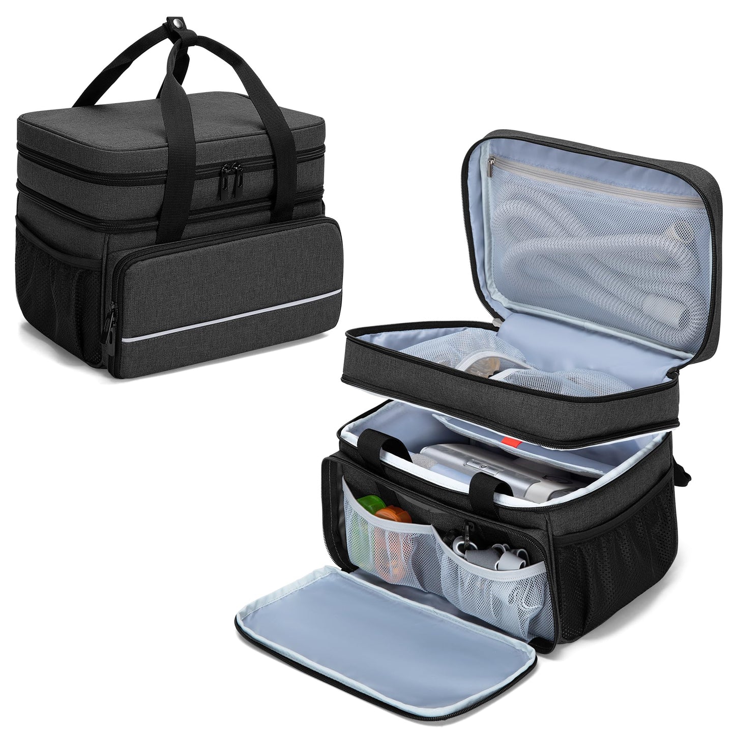 CURMIO CPAP Machine Travel Carrying Case Compatible with ResMed AirSense 11, AirSense 10, AirSense 10 elite, AirStart 10, Philips Dreamstation, 3B Medical Luna G3, and XT Fit, Black (Patented Design)