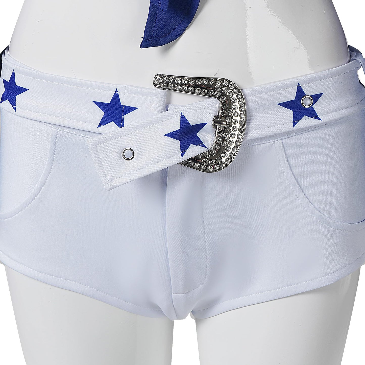 Yolata Adult Star Cowboy Cheerleader Costume Women High School Cheerleading Uniform Two Piece Set (Blue, L), Large