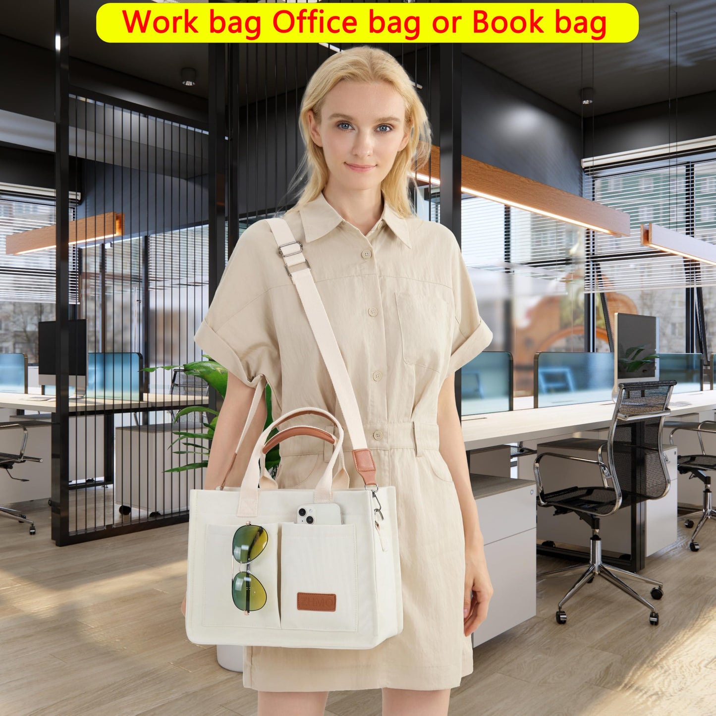 Tote Bag for Women With Compartments and Pockets,Large Canvas Tote Women's Purse Crossbody Bags Work Laptop Book Bag Top Handle Satchels Handbags Shoulder Bag for Travel Nurse Church Gym Beach Office