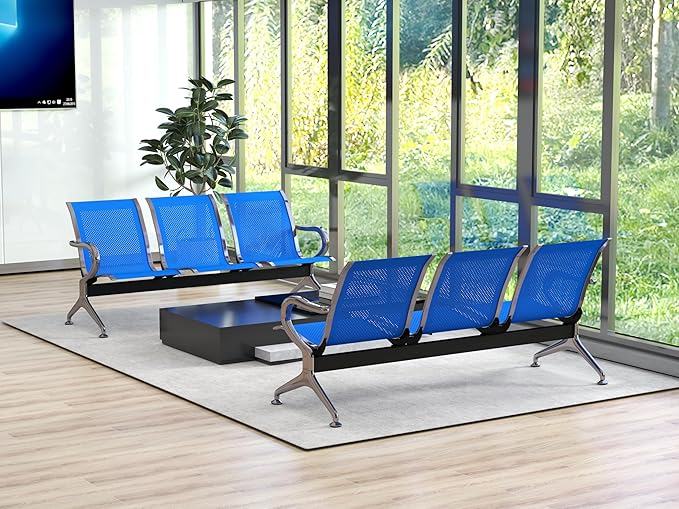Kinsuite Waiting Room Chairs - Airport Reception Chairs 3 Seat Office Guest Chairs & Reception Chairs for Office, Business, Bank, Hospital, Blue