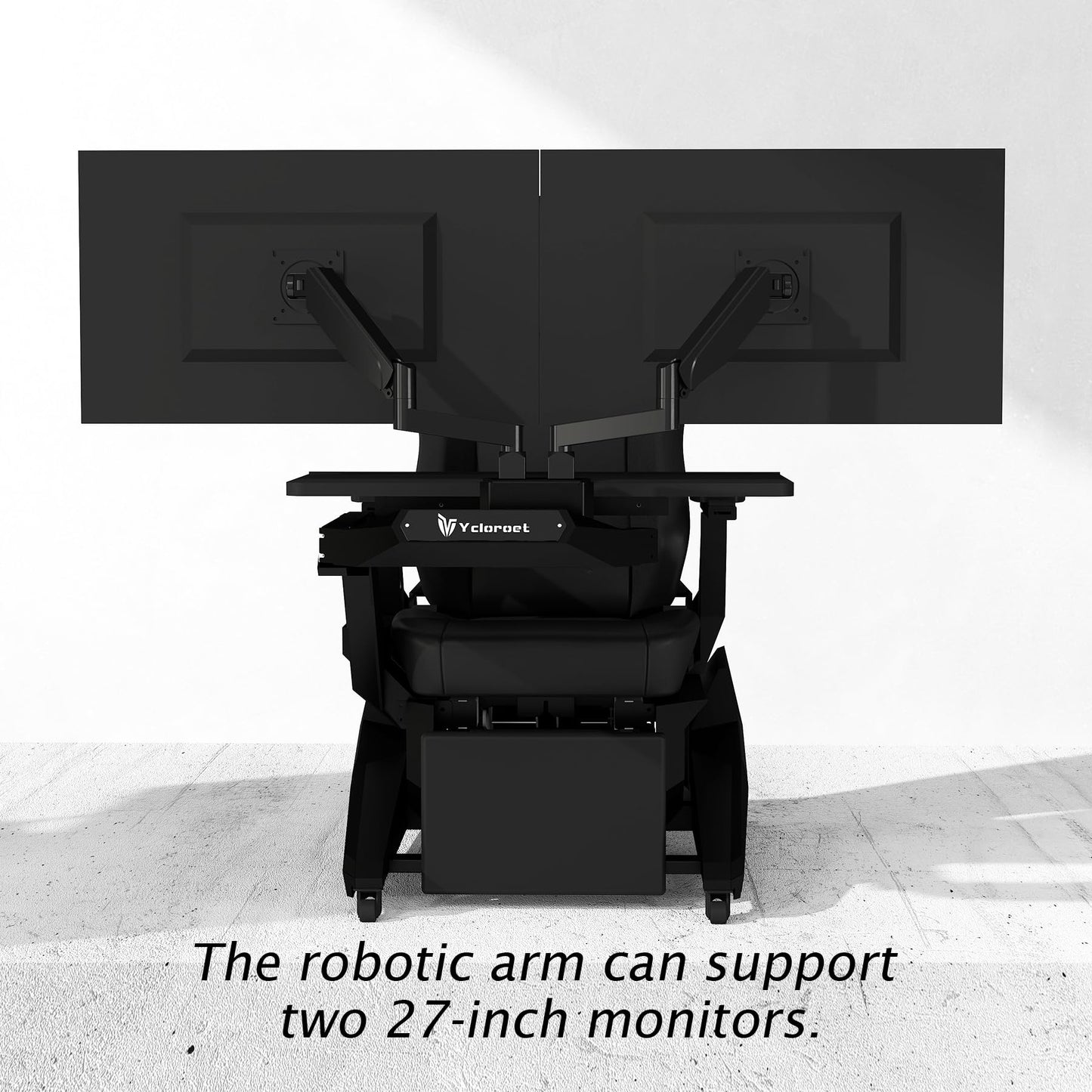 Ycloroet Zero-Gravity Gaming & Office Chair with Dual Monitor Arm, Mobile Reclining Workstation for Home Office and Ergonomic Gaming Setup