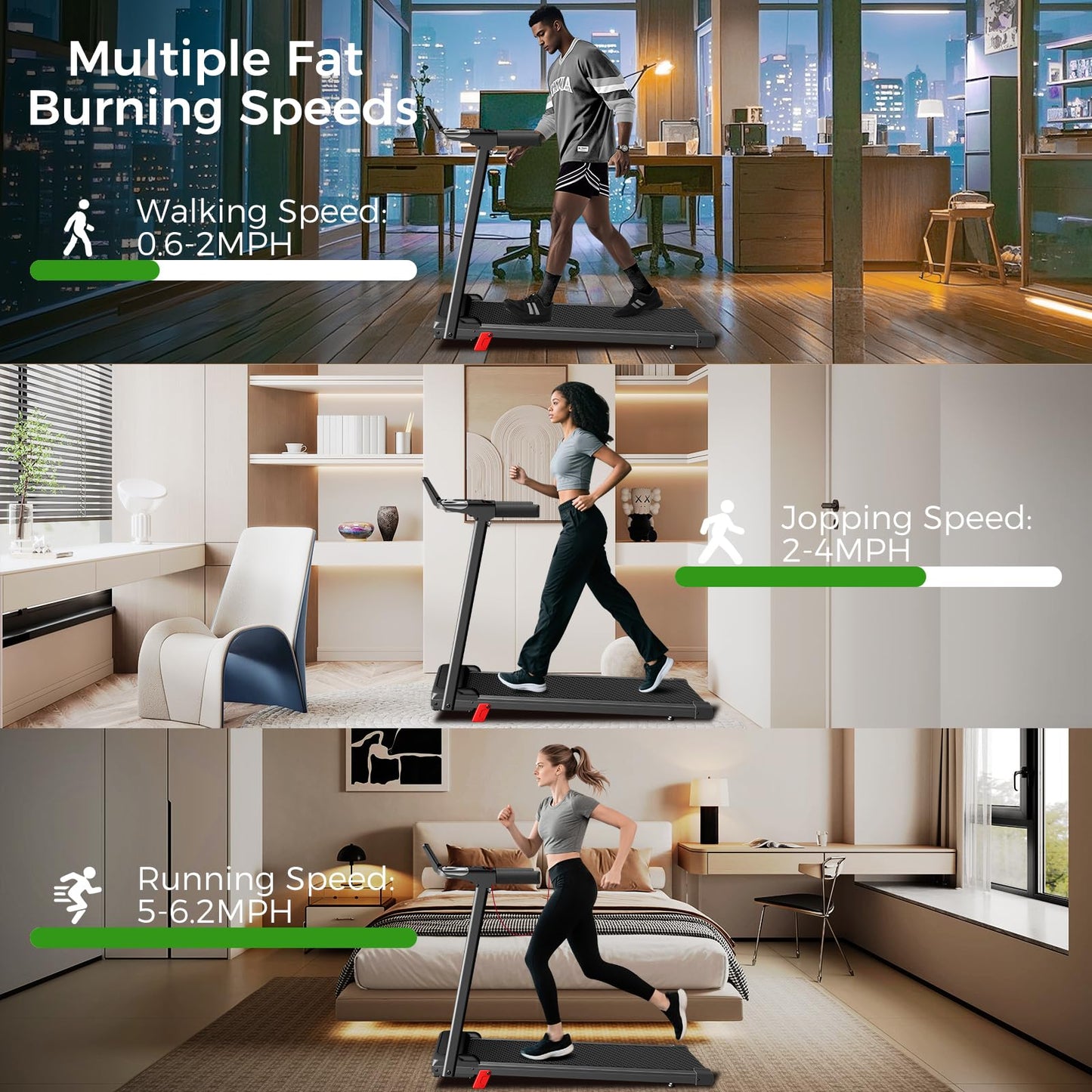 Foldable Treadmill for Home, 3-in-1 Walking Pad with 15% Incline Handle Bar, 300LBS Capacity, 3.0HP Quiet Brushless, Small Treadmills for Small Spaces FutureGlide