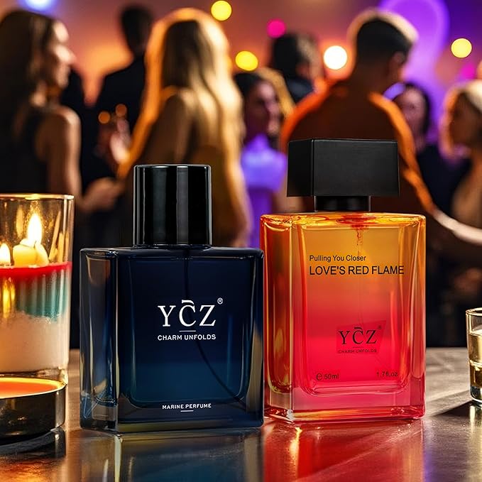 Ycz Eau de Parfum Ocean Fire Perfume Set, 1.7oz(50ml) Bottled 2pcs Men'S Luxury Perfume - Oriental Fresh And Long Lasting Floral Scent for Dating, Made for Men Valentine's Day Gift, Christmas Gifts