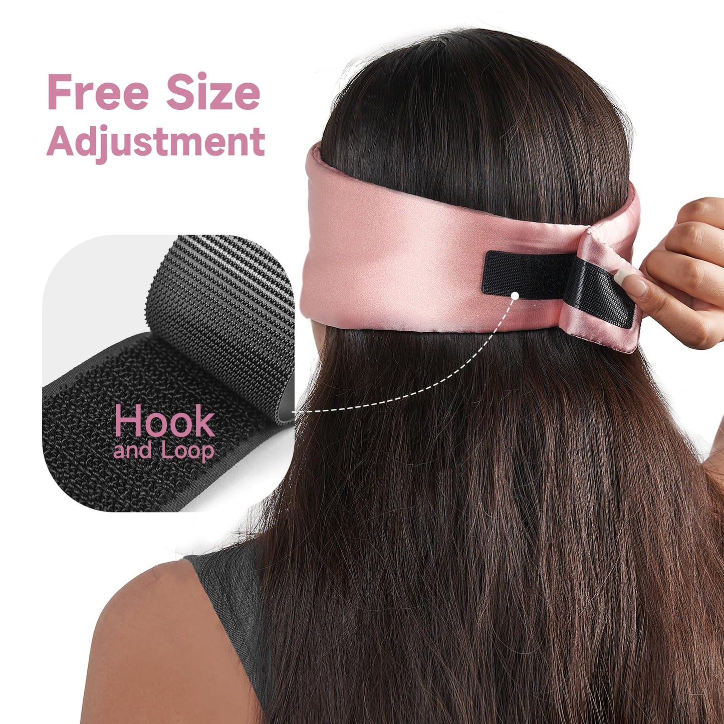 Umisleep Soft Sleep Mask, Blackout Eye Mask for Side Sleepers, Comfortable Sleep Mask for Women Men, Satin Eye Masks for Sleep with Wide Band, Smooth Sleeping Mask, Blindfold, Pink