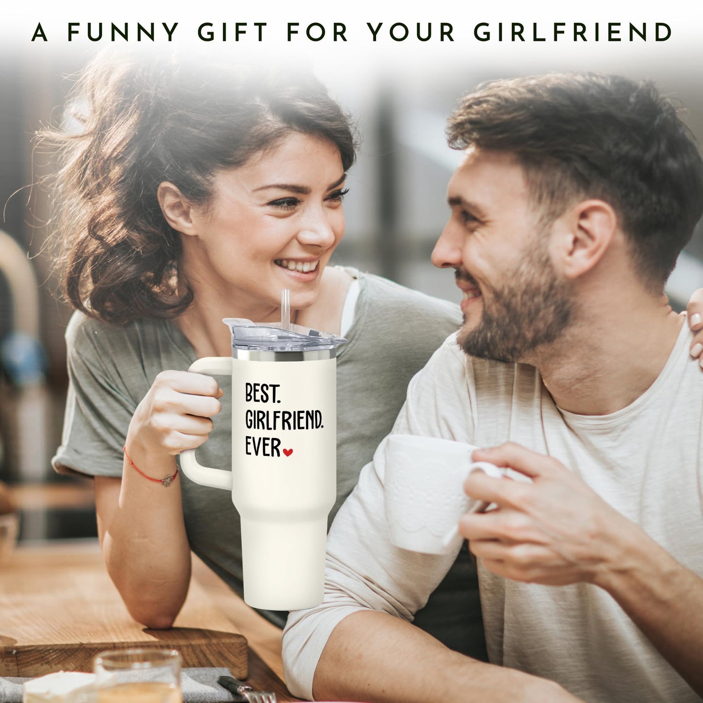 SUCHAGIFT Gifts for Girlfriend - Girlfriend Gifts for Women - Anniversary, Valentines, Birthday Cup for Her - Romantic Love Glass for Couple - 40 Oz Stainless Steel Tumbler with Lid
