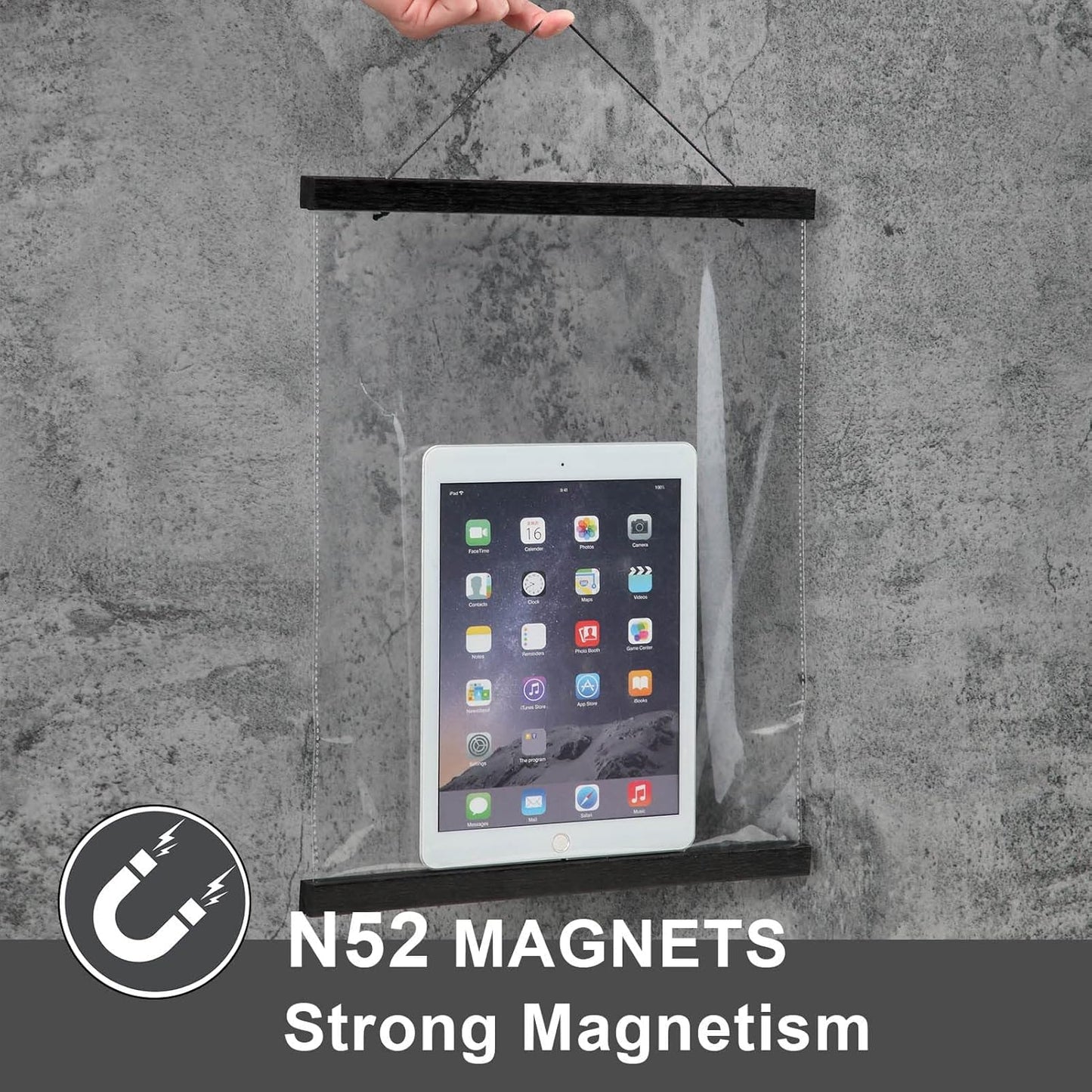 WITCOLOR Magnetic Poster Hanger Frame, 19x13 19x25 19x27 Poster Frame Wooden Magnetic Hanging Kit for Walls Map Picture Diamond Painting Canvas Artwork (Black)