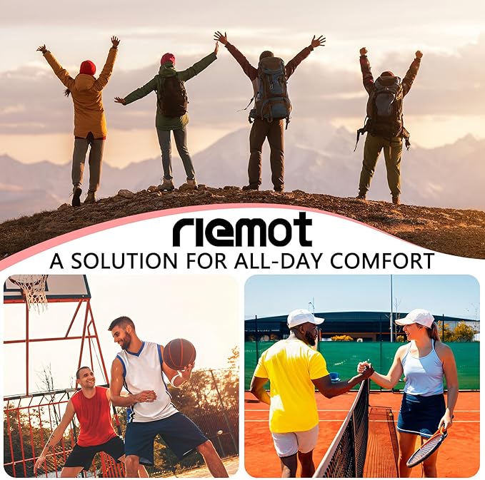 riemot 2 Pairs Fitness Running Insoles for Men Comfortable Arch Support Inserts Plantar Fasciitis Relief Insole Cushioning Athletic Gel Insert for Sneakers,Hiking Shoes Black US11/ EU44