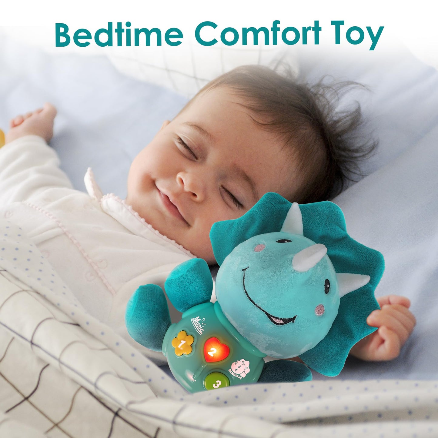 iPlay, iLearn Baby Dinosaur Musical Toys, Newborn Boys Gift, Soft Dino Plush Stuffed Animal, Infant Light Music Time, 1st Birthday Shower Gift Stuffers for 0 1 2 3 6 9 12 18 Month 1-3 Yrs Toddler Girl