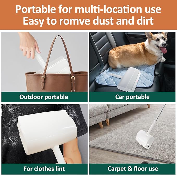 Large Lint Roller for Pet Hair - Extra Sticky with Easy Peel Sheets, 45" Long Handle & 6.3" Wide Roller, 5 Refills (300 Sheets), Lint Remover for Floor Carpet Furniture Couch Clothes