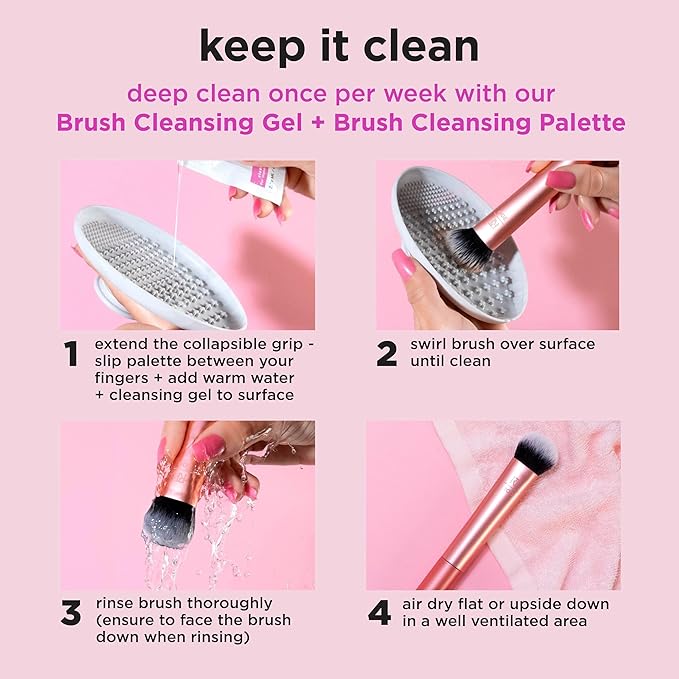 Real Techniques Ultra Plush Powder Makeup Brush, For Setting Powder, Bronzer, & Blush, Sheer, Buildable Coverage, Large, Fluffy Powder Brush, Vegan, Cruelty-Free & Synthetic Bristles, 1 Count