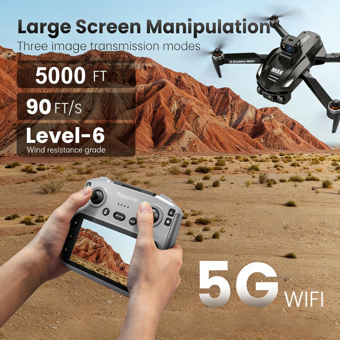 Drones with Camera for Adults 4k, GPS drone with 4.5'' LCD Remote,2026 Upgraded outdoor 360° Obstacle Avoidance, Brushless Motor, 5G WiFi, Auto Return,3 Batteries Ideal Gift (Black)
