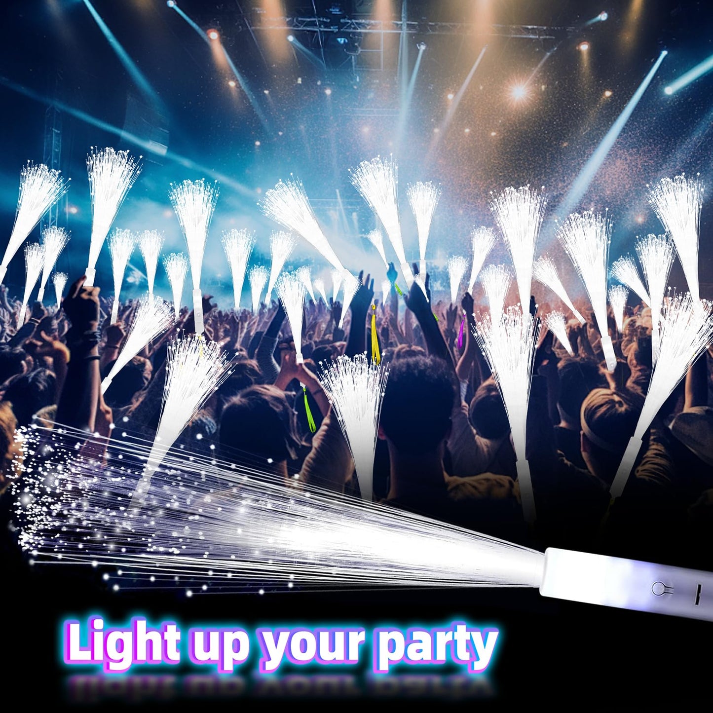 150 PCS White Fiber Optic Sticks, Glow Wands & Light Up Wands for Kids, Fiber Optic Wand with 3 Light Modes, Glow in The Dark Party Supplies, Wedding Party Supplies, for Wedding, New Year, Birthday