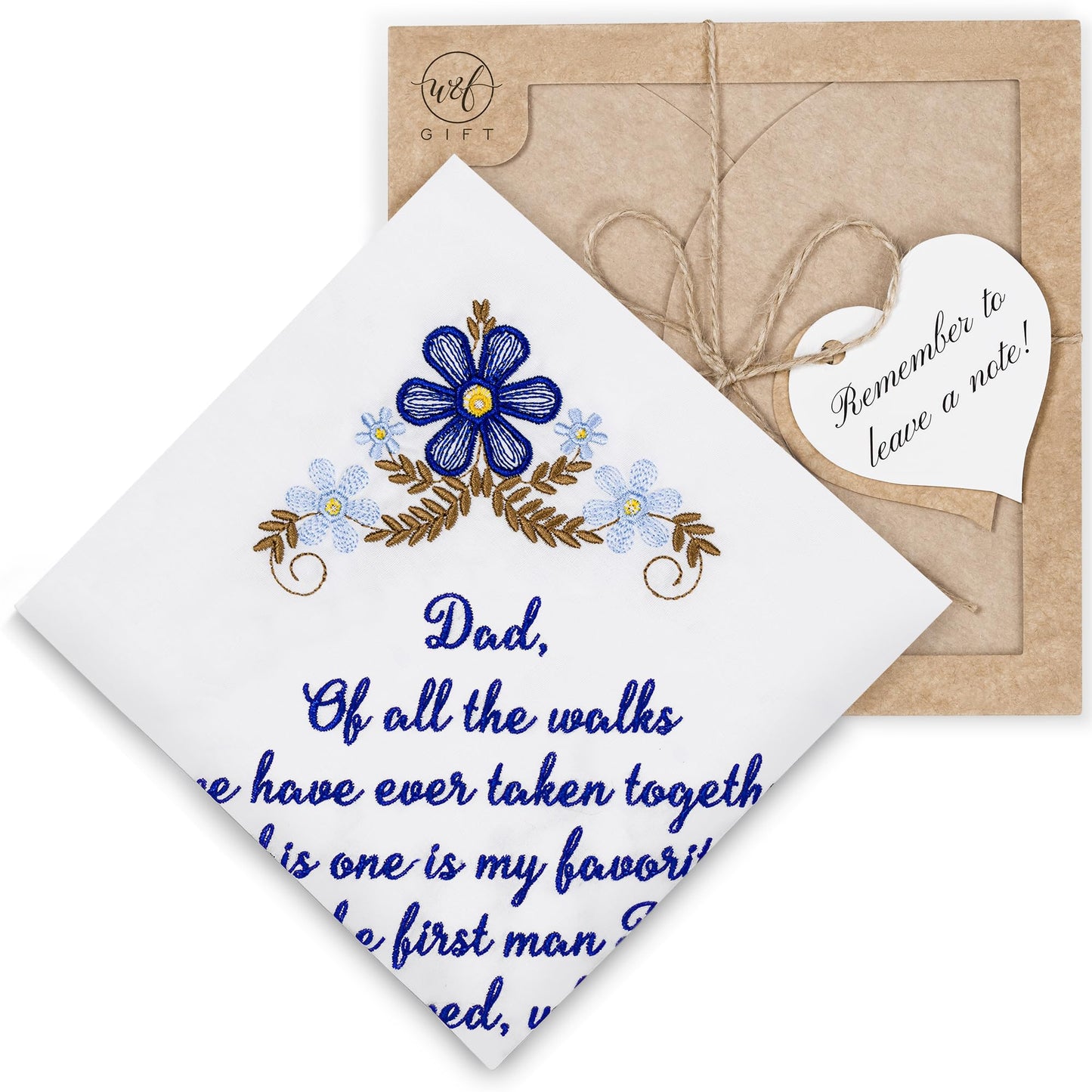 Dad Wedding Embroidered Handkerchief, Father of the Bride Gifts for Daughter on Wedding Day, Something New Something Blue Gift for Bride on Weddings Day Essentials