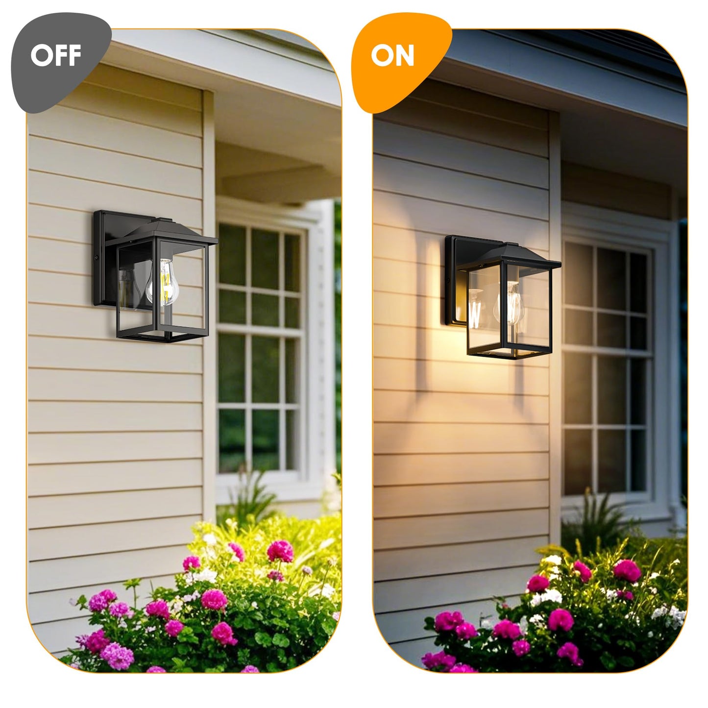 MATAMEYE Outdoor Wall Lantern, Exterior Waterproof Wall Sconce Light Fixture, Black Front Door Mounted Lighting with Clear Glass, Anti-Rust Porch Lamp