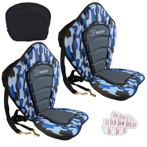 Thickened Kayak Seats - Premium Shockproof Seats with Back Support for Kayaking, Canoeing, Fishing, Paddle Boarding - Comfort, Versatility and Extra Storage (Thickened Blue, 2 pcs)
