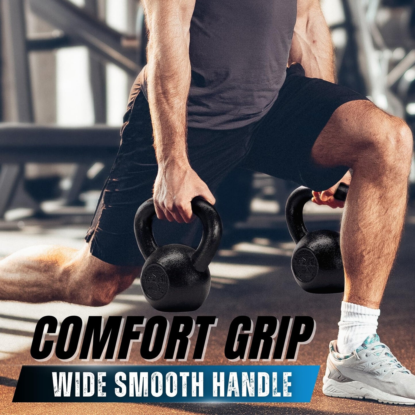 Yes4All Solid Cast Iron Kettlebell Weight – Great for Full Body Workout and Strength Training – Kettlebell 5 lbs (Black)