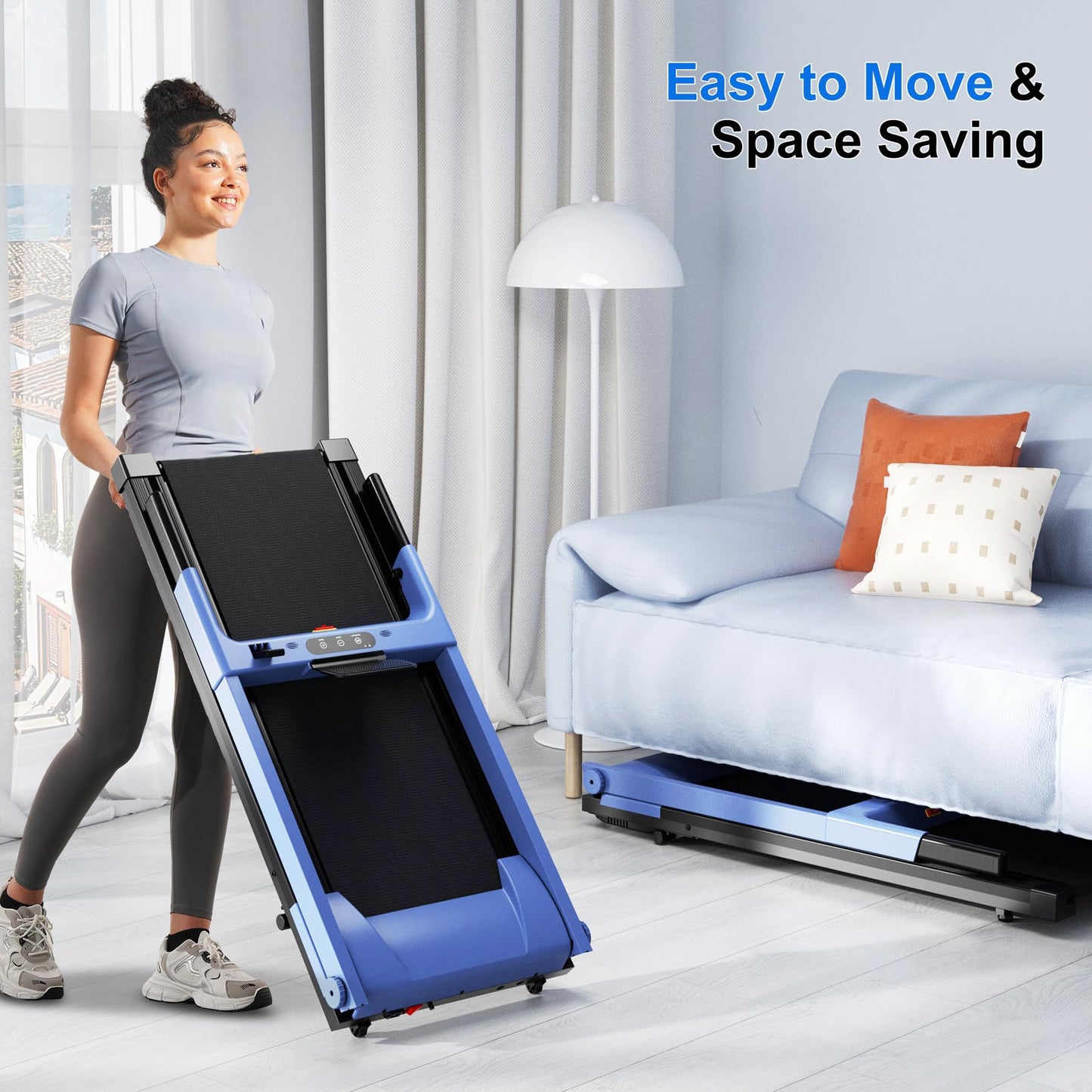 Treadmill for Home with Incline Folding Treadmills Running Machine for Small Spaces with Handle 300 LB, 3.0 HP, 7.5 MPH Foldable Treadmill with App