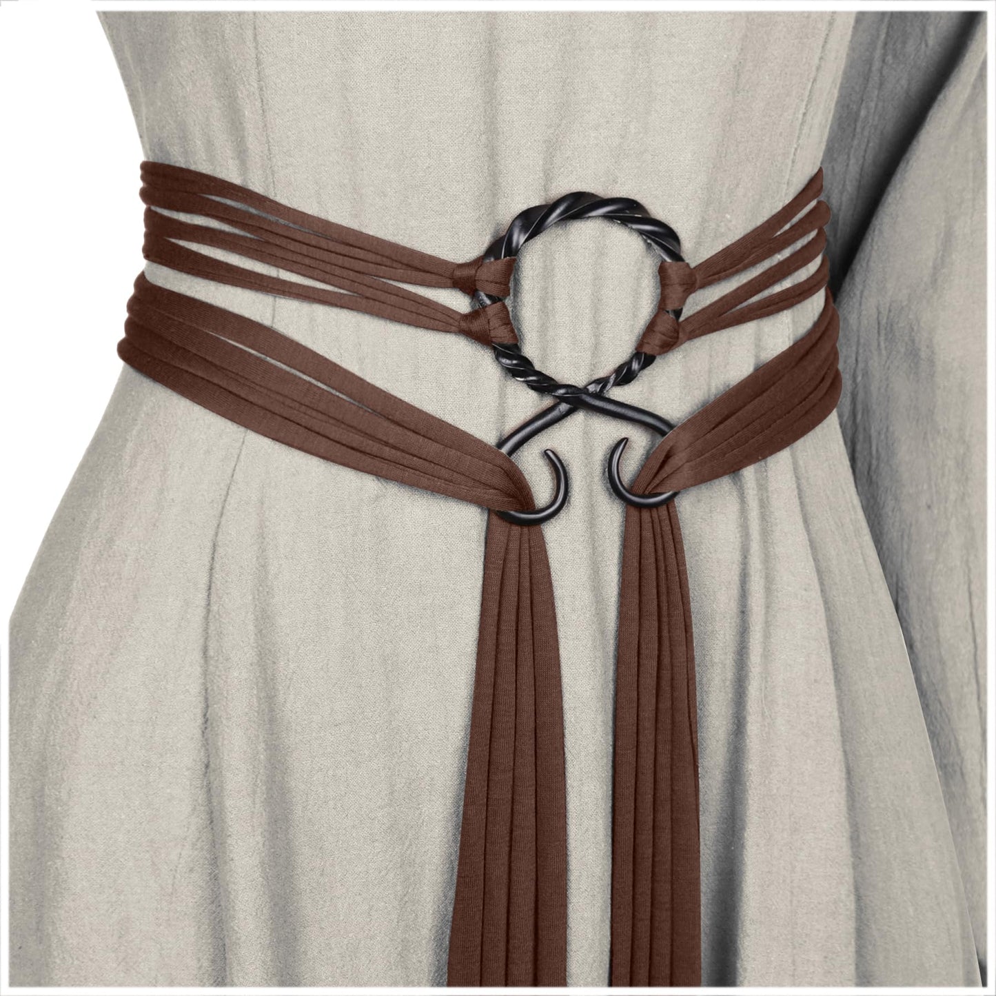 L'VOW Viking Troll Cross Rope Belt Medieval Norse Witch Belt Renaissance LARP Shaman Pagan Accessory(Brown)