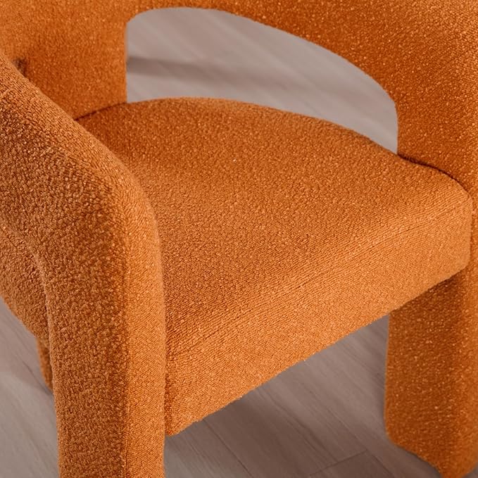DAYALANE Modern Barrel Dining Chairs Set of 4, Upholstered Dining Room & Kitchen Chair with Curved Back, Comfy Accent Side Reading Armchair for Living Room Bedroom Kitchen Home Office, Orange Fur