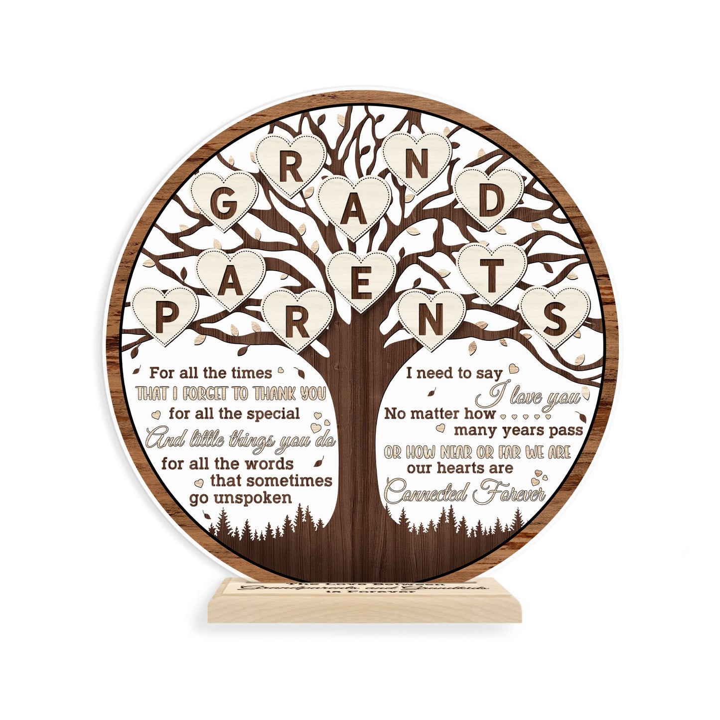 CEZII Grandparents Gift from Grandkids, Grandparents Round Acrylic Sign w/Stand, Love Between Grandparents & Grandchildren Clear Sign, Thank You Grandparents Gifts, Gift for Grandma Grandpa Again