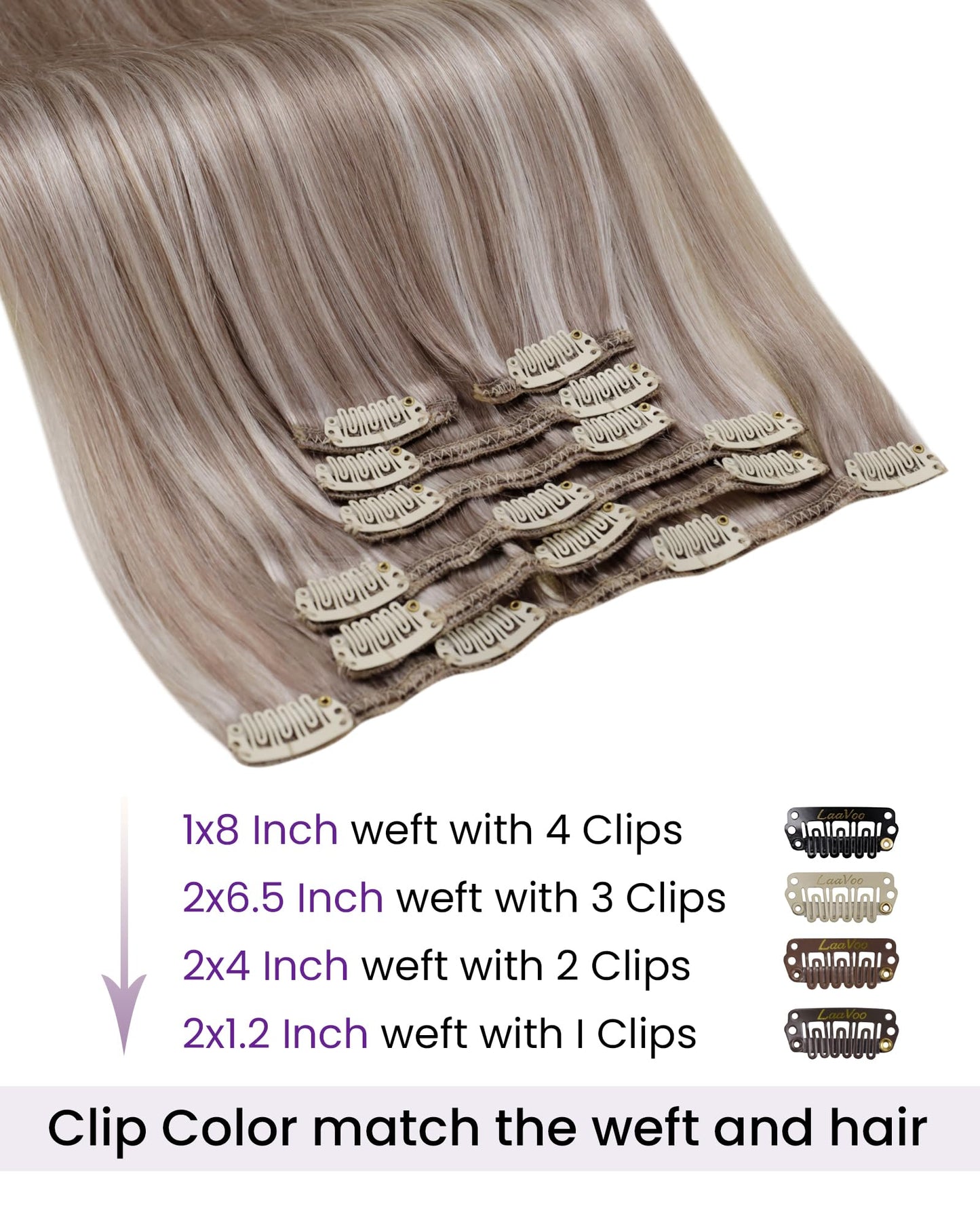 LaaVoo Human Hair Clip in Extensions Blonde Highlights Clip in Hair Extensions Real Human Hair 20 Inch Dirty Blonde Highlighted