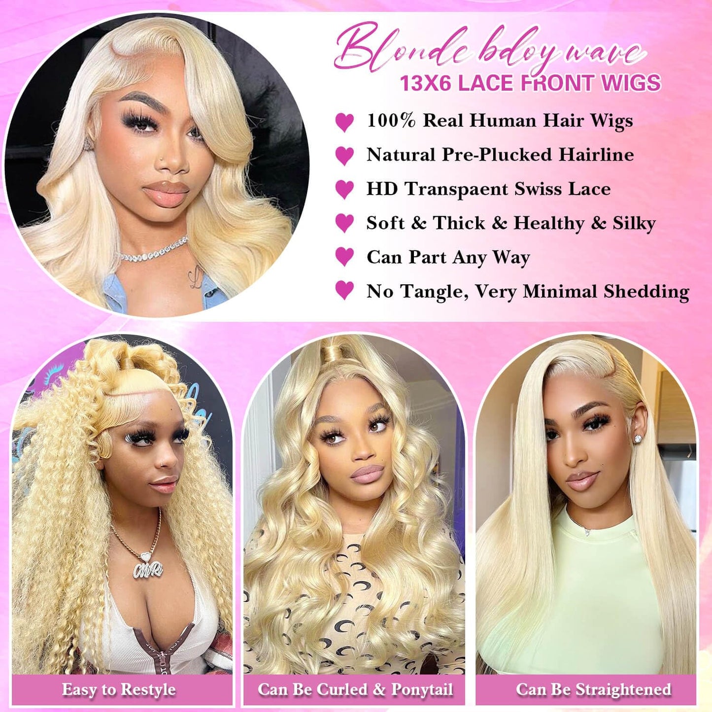 JIEDAOKOU 613 Lace Front Wig Human Hair Blonde Wig Human Hair 13x6 Transparent Lace Front Wigs 20 Inch 200 Density 613 HD Lace F