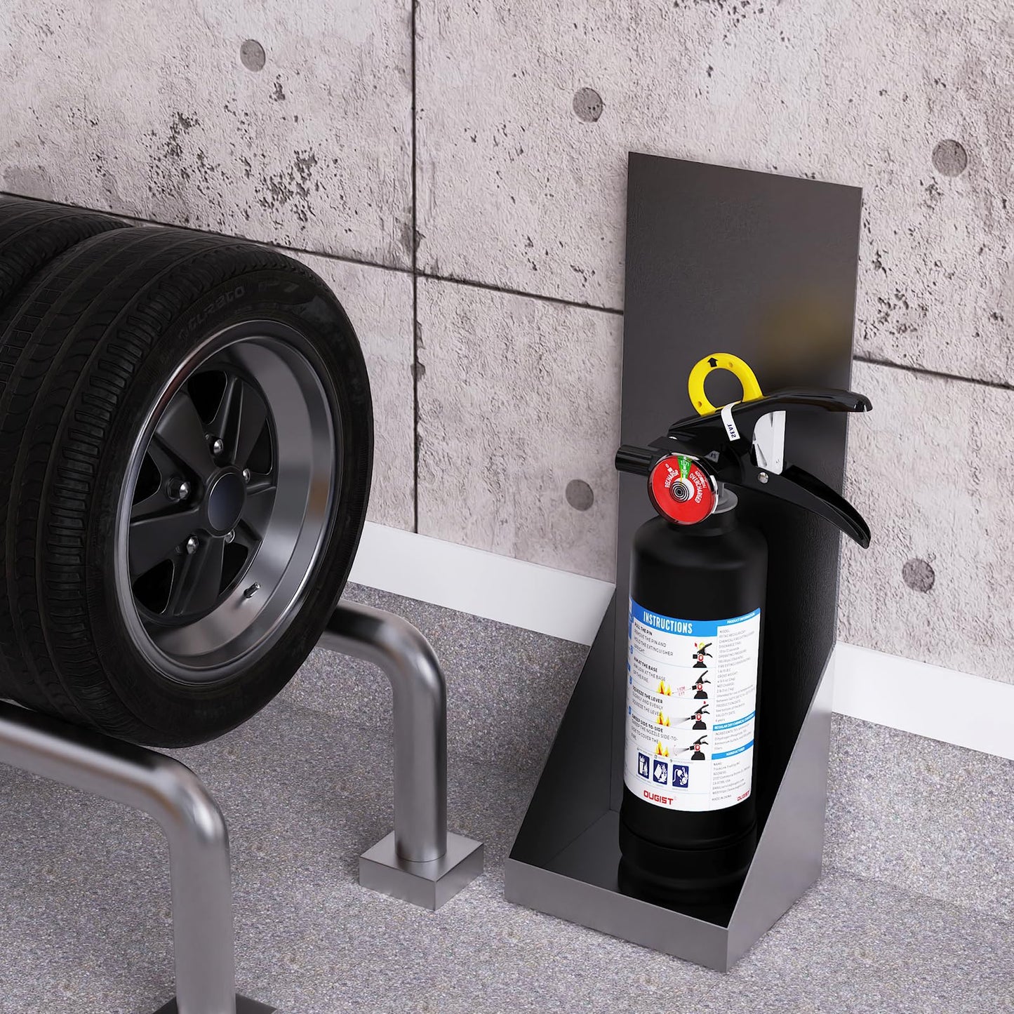 Ougist ABC Dry Powder Fire Extinguisher 2.5 lb 1‑A:10‑B:C Rated with Quick‑Release Handle for Home Kitchen Vehicle Safety Model FF1KG