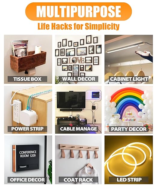 Extra Strong Double Sided Tape Heavy Duty (2 Rolls, Total 20 FT), Clear Removable Two Sided Nano Tape Adhesive, Double Stick Mounting Tape for Poster, Rug, Picture Hanging Strips, Office & Outdoor