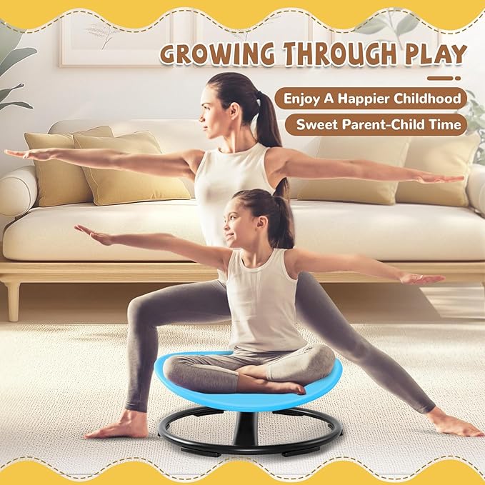 Zhenx Spinning Chair for Autistic Kids (Ages 3-18) - 220LBS Capacity Sensory Swivel Seat - Sensory Toy for Teens with ADHD/Autism - Sit and Spin Calming Gift to Improve Focus & Body Balance (Blue)