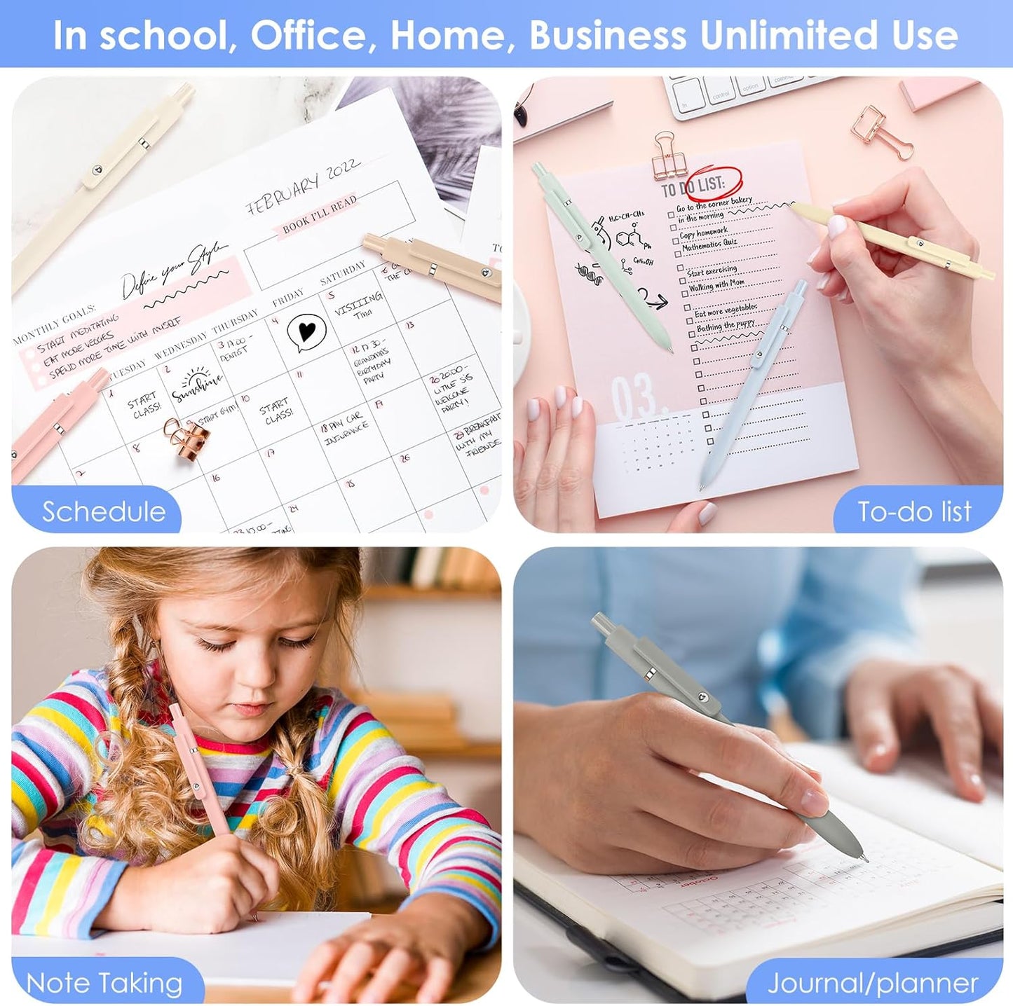 Donyang Gel Pens, 7pcs 0.5mm Cute Black Ink Fine Point Pens With Smooth Writing, Quick Dry Pen For Journaling, Teacher Work Desk Accessories Office School Supplies for Men Women Student (Morandi)