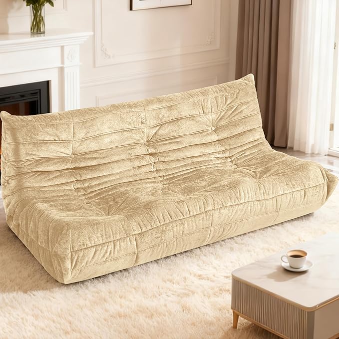 HABUTWAY Bean Bag Chair, Giant Bean Bag Chairs for Adults, 3 Seater Fireside Chair, Lazy Large Floor Bean Bag Sofa for Living Room, Bedroom, Dorm, Office (Khaki)