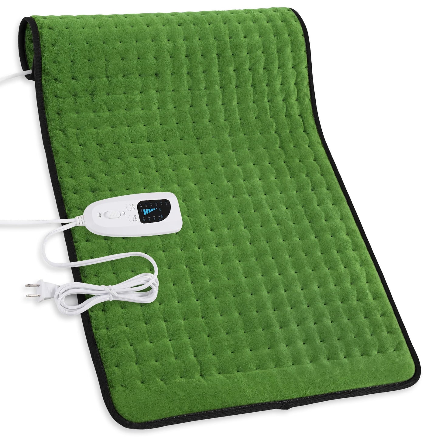 Deepsoon Heating Pad,Electric Heating Pads for Back,Neck,Abdomen,Moist Heating Pad for Shoulder,Knee,Arms,Legs,Dry/Moist Heat & Auto Shut Off,Christmas Gifts for Men and Women,Green Black,33x17 Inch
