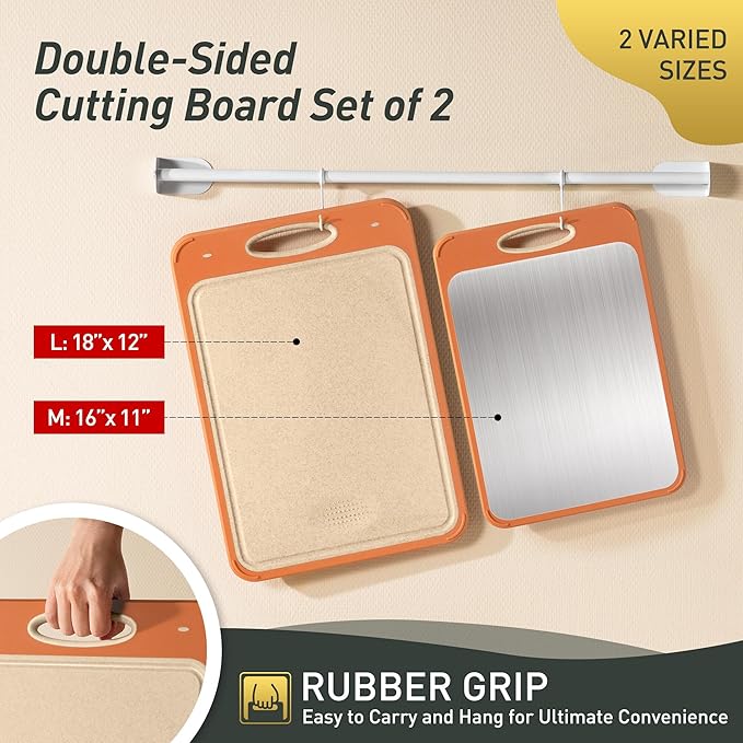 2 in 1 Stainless Steel Cutting Board with Handle 2 Packs Women Her Sister Aunt Wife Hustband Lady Auntie Titi Bestie Soul Happy Christmas Xmas Birthday Gifts Cool Unique Aesthetic 30 40 60 70 Year Old