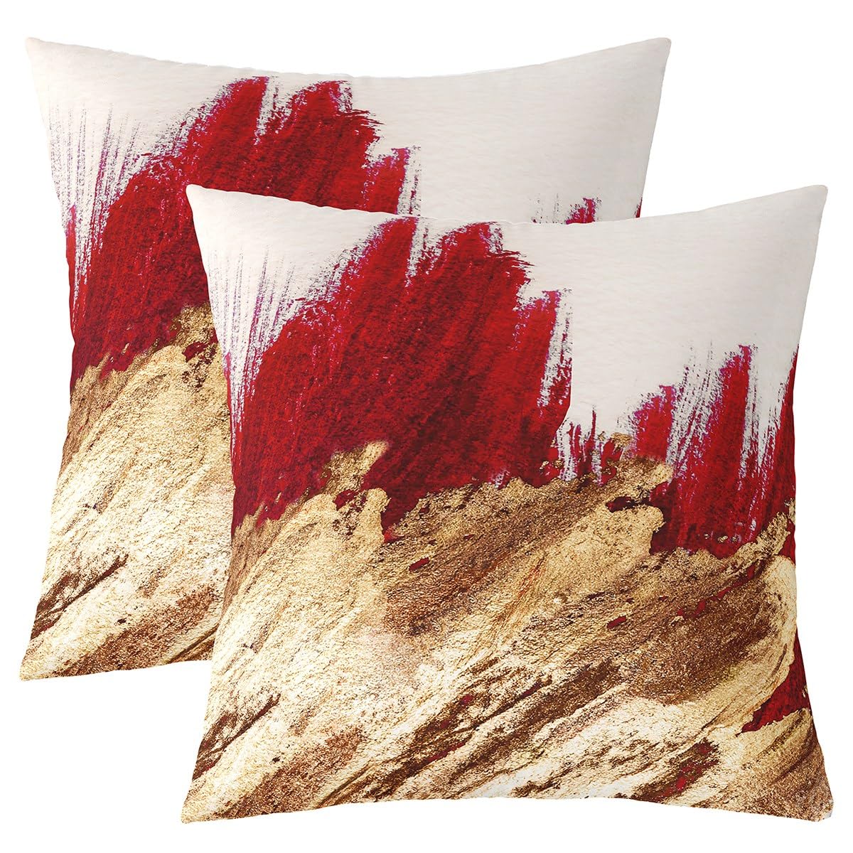 Feelyou Kids Red Throw Pillow Cover 20"x20" Set of 2 Red Gold Pattern Pillow Cases Cushion Covers for Teens Decor Abstract Art Decorative Throw Pillowcases Modern Style Cushion Cases Bedroom