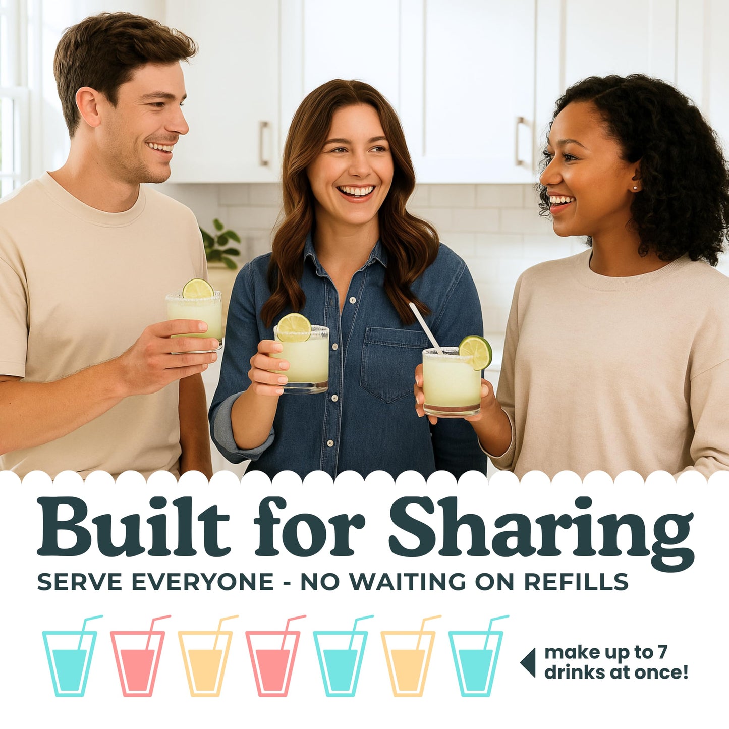 BLIZZEE Slushie Machine for Home 64 oz | Frozen Drink Machine with 6 Preset Programs | No Ice Needed | LED Display | Perfect for Milkshakes, Margaritas, Smoothies, Frappes and More [White]