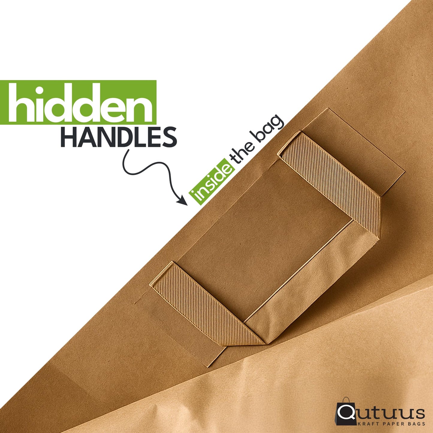Qutuus Brown Paper Grocery Bags with Handles, Large Brown Paper Bags with Handles Bulk, 12x7x17 inches 50pcs Large Grocery Bag