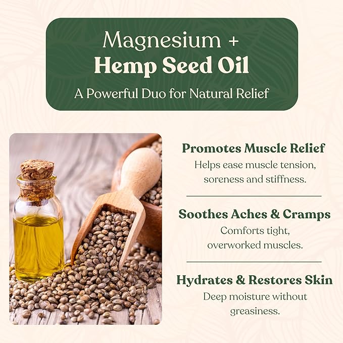 Magnesium Cream for Sleep, Cramps & Muscle Soreness – with Hemp Seed Oil, Jojoba, Shea & Mango Butter – Natural, Skin-Friendly & Safe for Kids – Lavender – 4oz Glass Jar – Made in Canada
