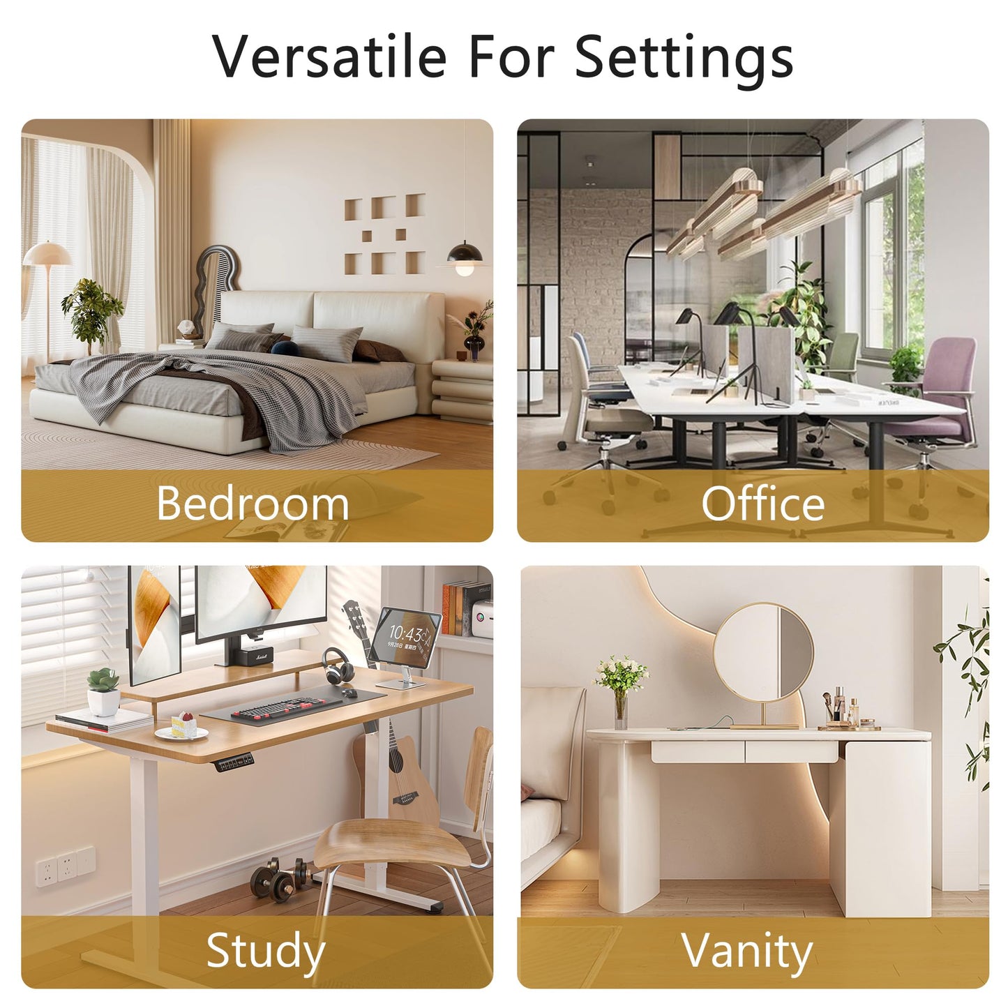 VECELO Modern PU Swivel Home Office Desk Chair with Back & Rolling Wheels, Adjustable Seat Height for Girls Women Bed Room Vanity Makeup/Task/Computer Work, White
