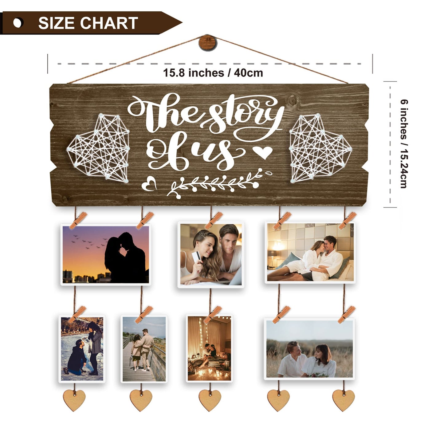 Yudarte Bridal Shower Gift for Bride - Wedding Engagement Gifts for Women Bride to Be - New Couples Picture Hanging Board with Clips and Twine