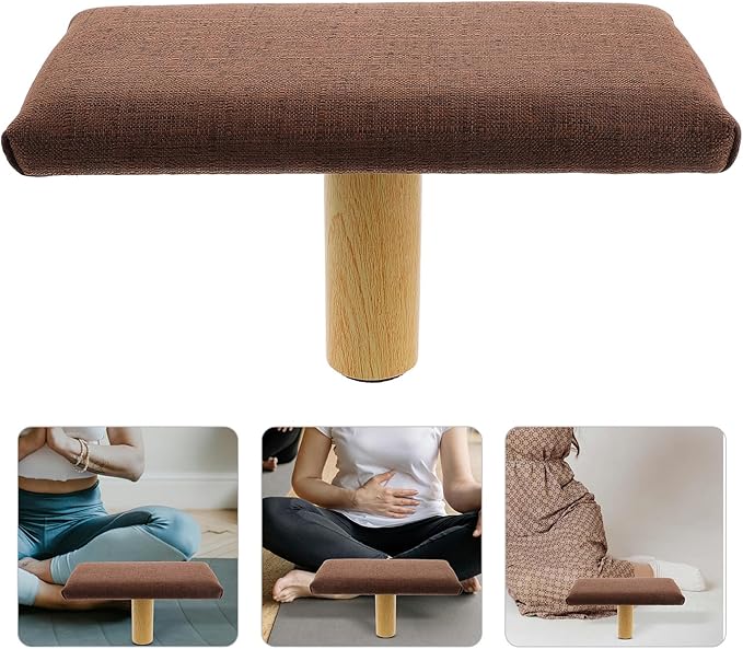 Ergonomic Portable Kneeling Stool with Soft Cushion Small Wooden Prayer Bench for Meditation and Balance Exercises Posture Support Seat for Adults