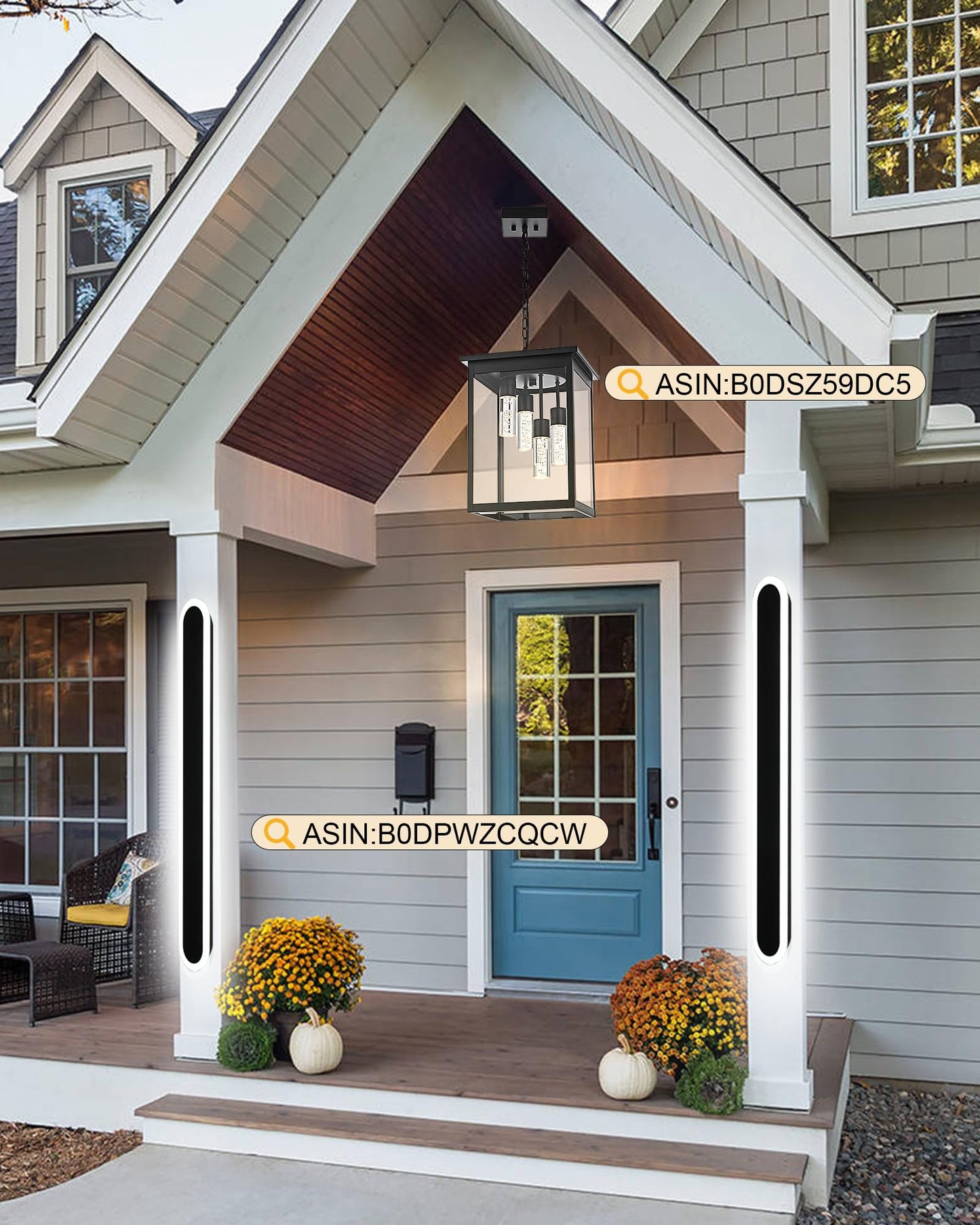 TODOLUZ 2-Pack 60-Inch Long Outdoor Wall Sconce, IP65 Waterproof Light Fixture with Build-in Integrated LED Chips for Garage House Porch, Wall Mounted Lamp 5 Color (3000K/3500K/4500K/5000K)