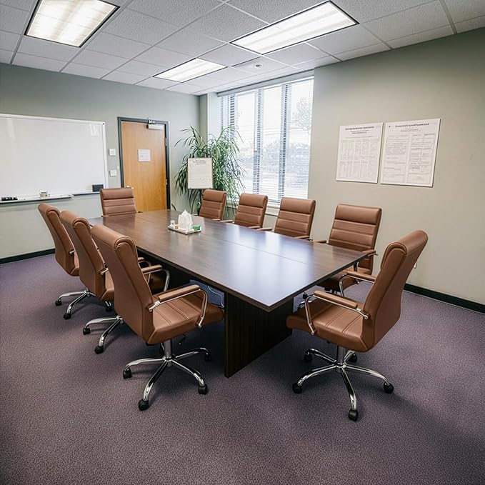 BOWTHY Modern Office Desk Chair, Conference Room Chairs, High Back Ergonomic Home ofiice Chair, Adjustable Height Swivel Executive Computer Chair with Padded Seat and Armrest (Brown)