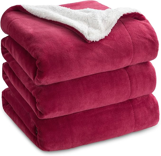 Bedsure GentleSoft Sherpa Fleece Blankets King Size for Bed - Thick and Warm Throw for Girls and Women, Soft Fuzzy Plush King Christmas Blanket for Winter, Non-Heated, Red, 108x90 Inches