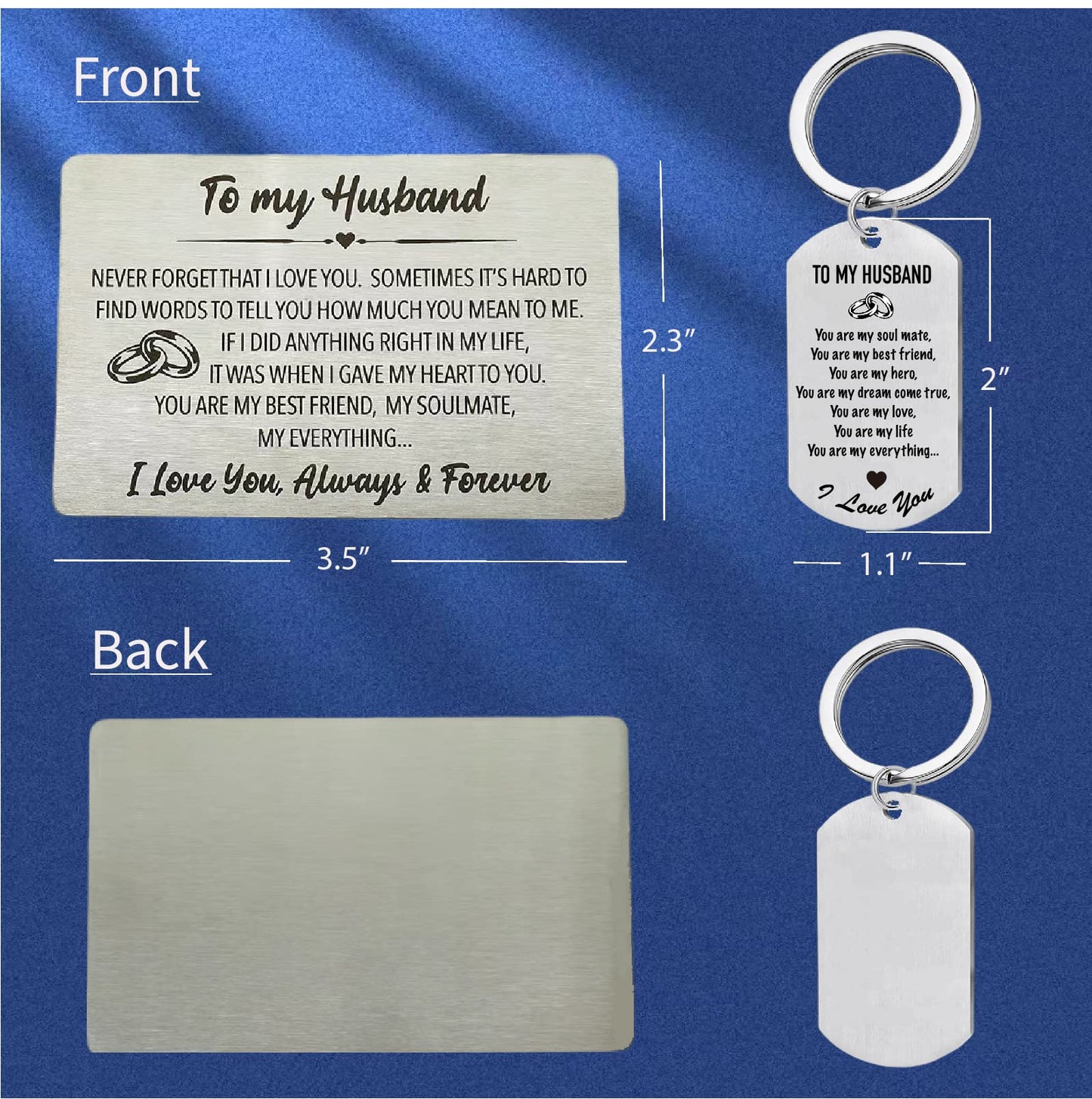 Husband Journal from Wife, Husband Wallet Card Engraved, Husband Keychain, To My Husband Leather Journal 140 Pages Writing Notebook, Gift for Husband Birthday Christmas Valentine Anniversary
