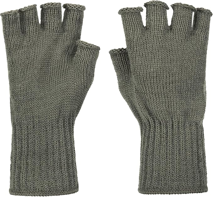 M MCGUIRE GEAR GI Wool Fingerless Gloves, Half Finger Outdoor Tactical Glove Insert - Ski Glove Insert Made in USA